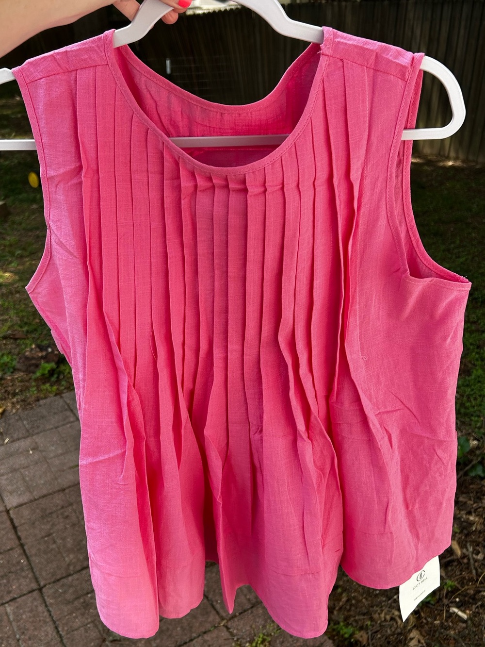 Pleated Sleeveless Pink Blouse for Women